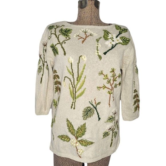Vintage Sweaters - Vintage 90's botanical themed knit sweater
